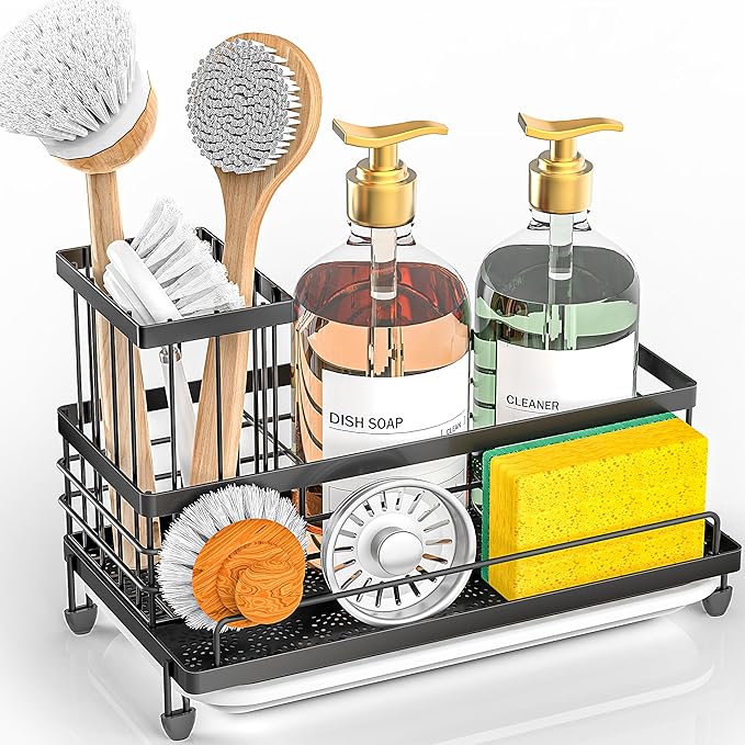 Cisily Large Capacity Kitchen Sink Caddy Organizer, Rustproof Non-Slip Sponge by CISILYHOMELIFE