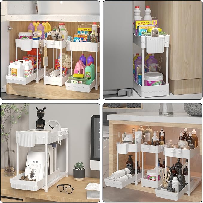 Sevenblue 3 Pack Under Sink Organizers, 2-Tier Multi-Use Kitchen and Bathroom - Image 6