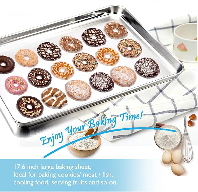 TeamFar Baking Sheet, 17.6’’ x 13’’ x 1’’ Stainless Steel Large Cookie Sheet - Image 4