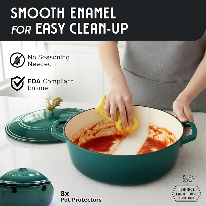 MUELLER HOME 5.5 Quart Enameled Cast Iron Oval Dutch Oven - Image 7