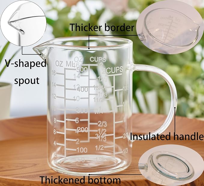 Ackers Mirror Etching Scale Glass Measuring Cup--Made of High Borosilicate - Image 2