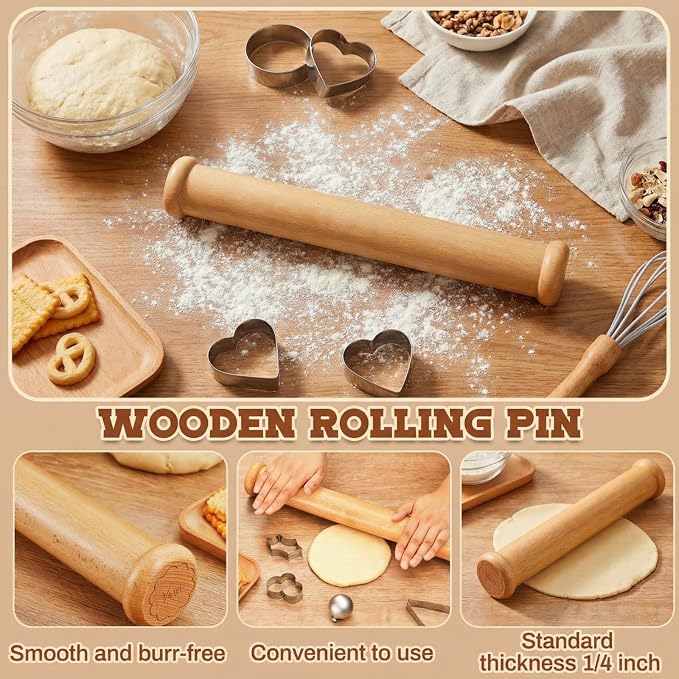 Chengu Wooden Cookie Rolling Pin 1/4-in. Fixed Depth Rolling Pins - Image 3