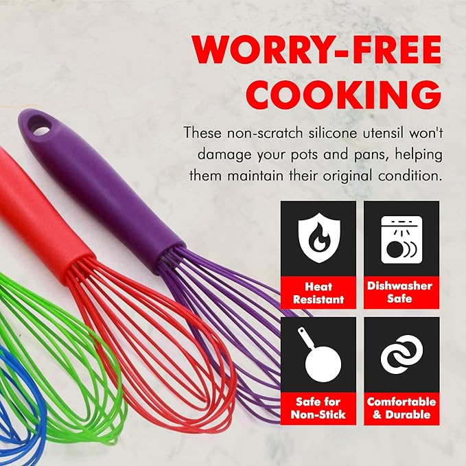 Chef Craft Premium Silicone Wire Cooking Whisk, 10.5 Inch - Image 3