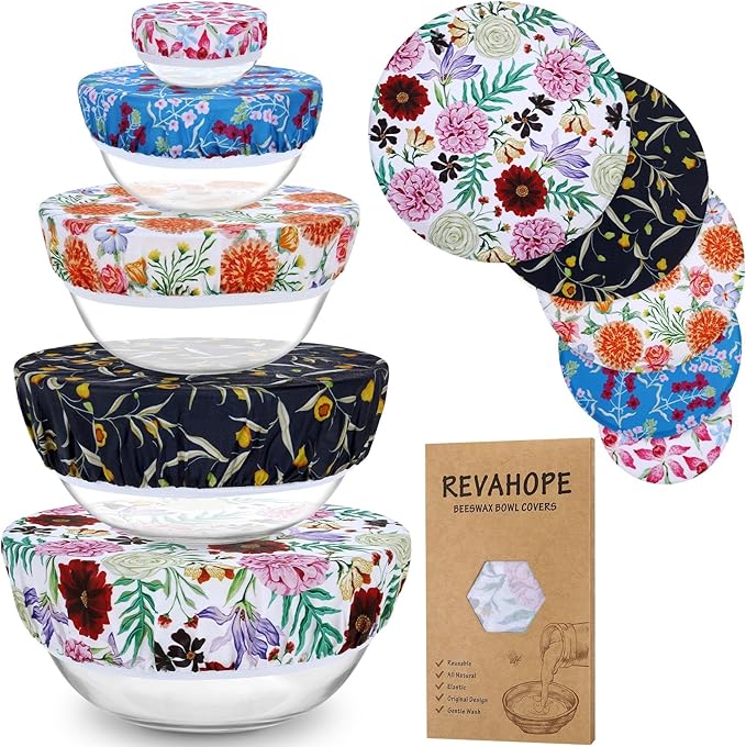 5-Size Reusable Beeswax Bowl Covers by Revahope