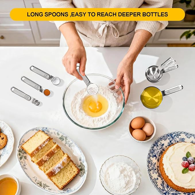 Stainless Steel Measuring Cups and Spoons Set, Dry & Liquid Dishwasher Safe - Image 5