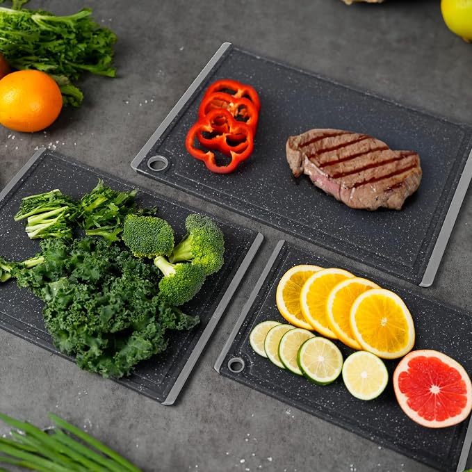 Kikcoin Plastic Cutting Boards for Kitchen, 3-Piece Large Cutting Board Set - Image 5
