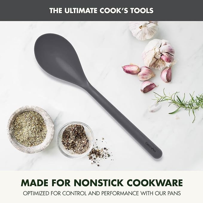 GreenPan Silicone Solid Spoon, Mixing Stirring Serving, Cooking Kitchen Utensil - Image 2