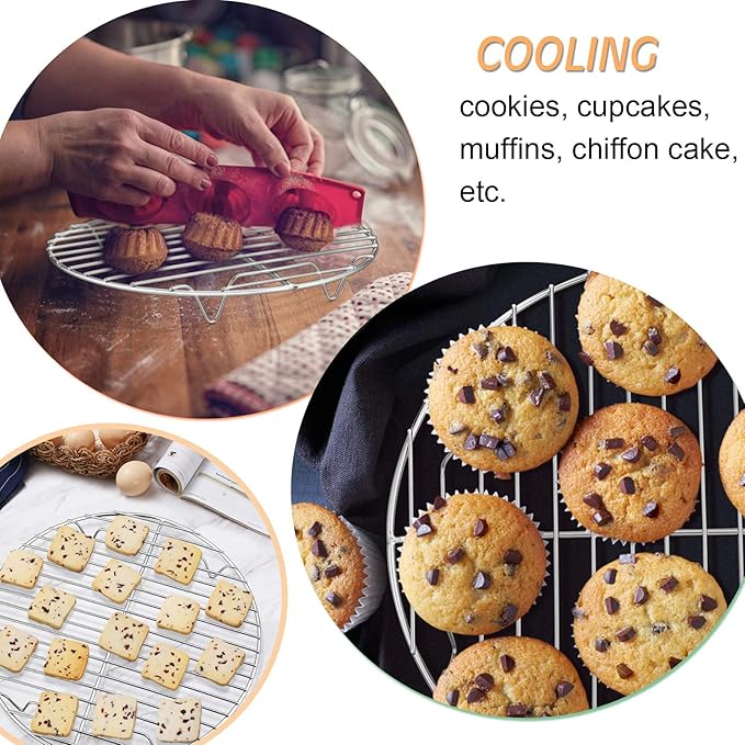 P&P CHEF Round Cooking Rack, Fits Air Fryer/Stockpot/Pressure Cooker/Round Cake - Image 3