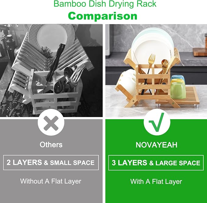 NOVAYEAH Bamboo Dish Drying Rack - Image 3