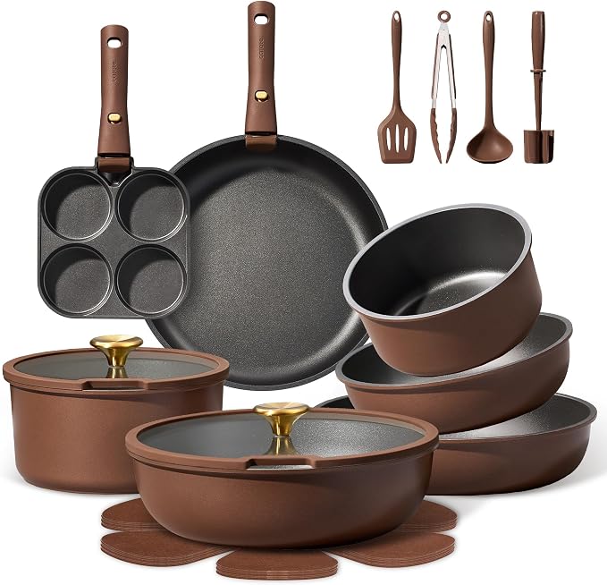 CAROTE 21pcs Pots and Pans Set, Nonstick Cookware Set Detachable Handle by CAROTE