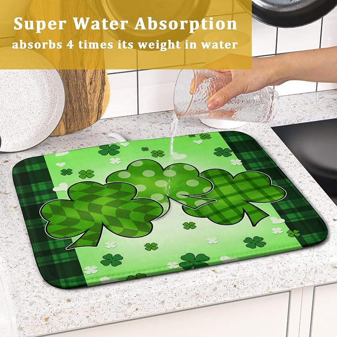 St Patrick's Day Shamrocks Dish Drying Mat 16x18 Inch - Image 7