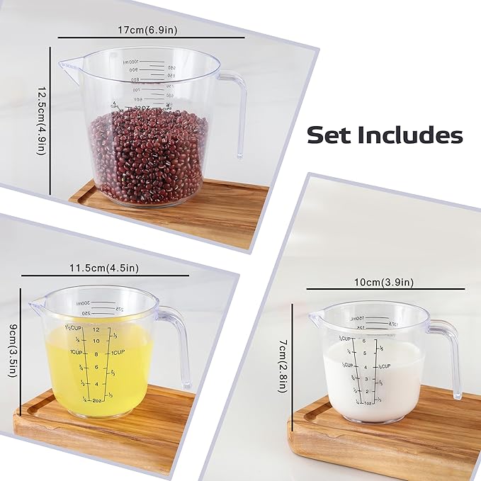Measuring Cup Set, HIA 3PCS Plastic Liquid Measuring Cups - Image 2