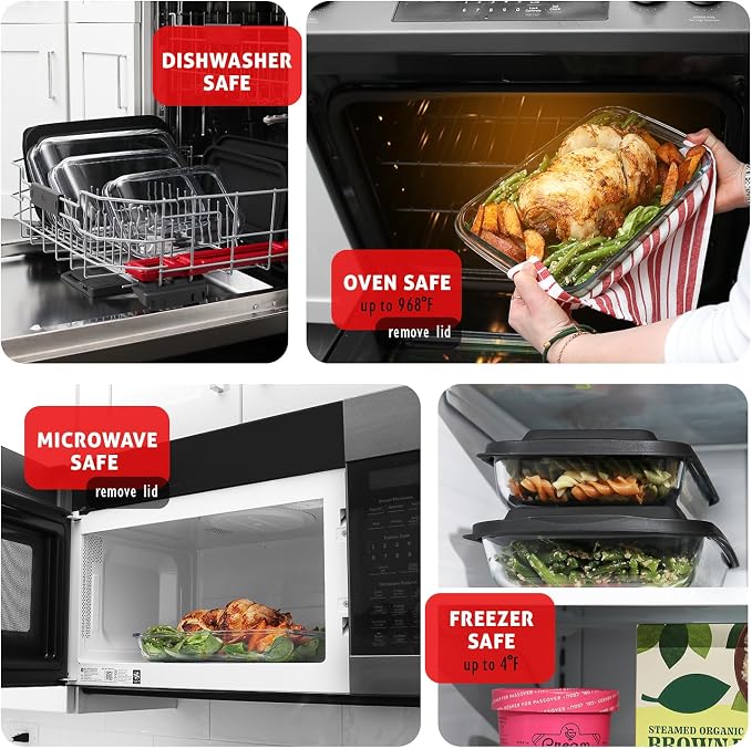 Nestl 8pc Glass Baking Dishes for Oven, Glass Food Storage Containers - Image 3