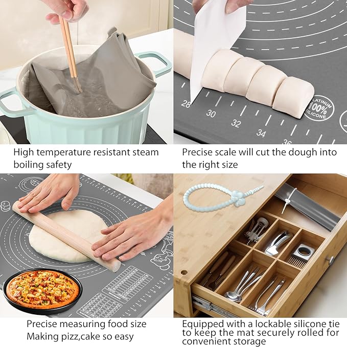 Silicone Baking Mat 24" x 16" Extra Thick Non-stick Pastry Mat - Image 5