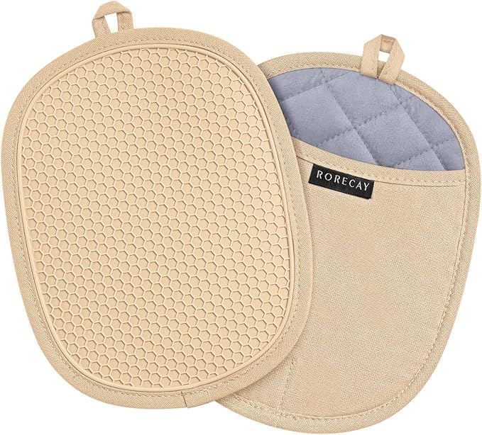 2-Pack Silicone Pot Holders for Kitchen Heat Resistant up to 500°F, Non-Slip by Rorecay