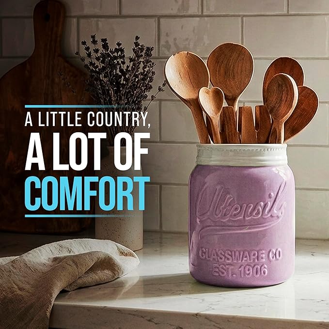 Comfify Wide Mouth Mason Jar Utensil Holder Decorative Kitchenware Organizer - Image 8