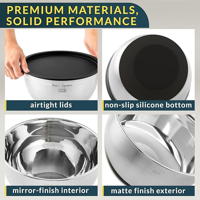 Baker's Signature Stainless Steel Mixing Bowls - Image 3