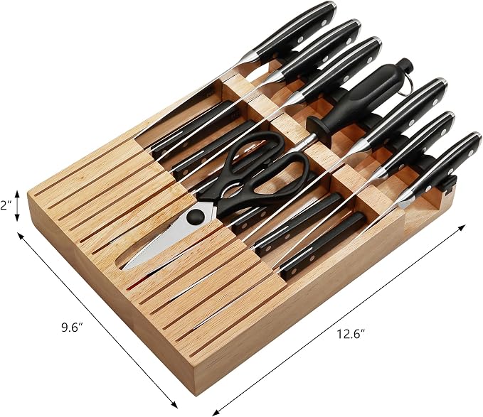 Knife Set with Block, N NOBLE FAMILY 16Pcs Kitchen Knives Drawer Organizer Set - Image 8