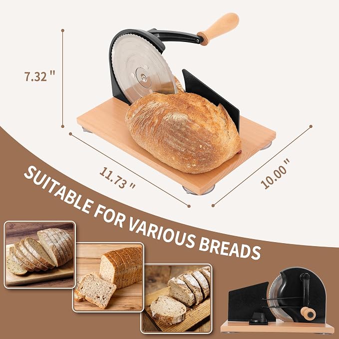 CAWIU Manual Bread Slicer with Hand Crank- Adjustable Thickness Bread Cutter - Image 6