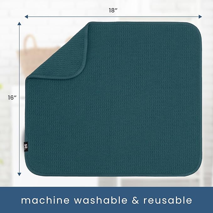 S&T INC. Dish Drying Mat, 16” x 18”, Absorbent Microfiber Kitchen Counter Mat - Image 6