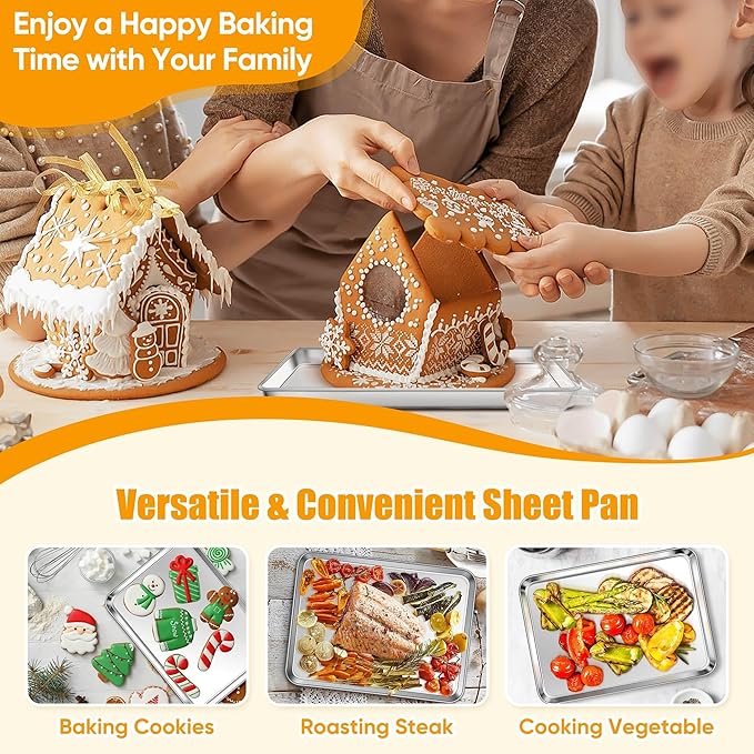 Homikit 2 Pack Baking Sheet, 9 x 13 Inches Stainless Steel Quarter Sheet Pan Set - Image 9