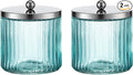 KMwares 2-Pack Glass Bathroom Jars – Blue Ribbed Glass by KMwares