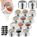 12pcs Stainless Steel Spice Jars, Magnetic Condiment Tins Magnetic Spice Jar by Unknown