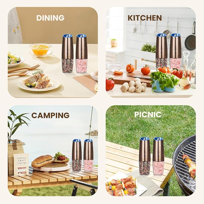 Rechargeable Electric Salt And Pepper Grinder Set, Automatic Gravity Electric - Image 7