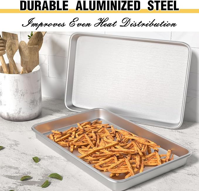 Commercial Quality Baking Sheet Pan Set, Natural Aluminum Cookie Sheet - Image 7