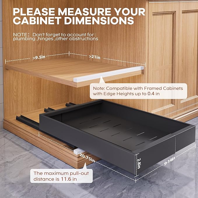 Seinloes 2 Pack Expandable Pull Out Cabinet Organizer 21" Deep - Image 4