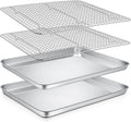 P&P CHEF 16 Inch Baking Sheet and Rack Set, Stainless Steel Cookie Sheets Oven by PPCHEF