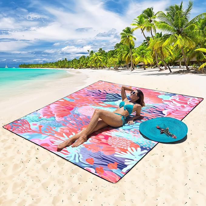 HIHOHO Beach Blanket Waterproof Sandproof Extra Large Beach Mat 79" X - Image 5