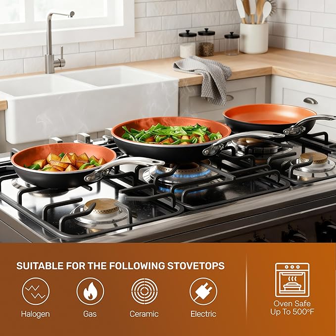 Gotham Steel Non Stick Frying Pan, 12.5” Ceramic Frying Pan Nonstick, Long - Image 6