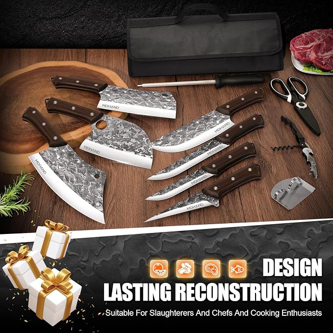 MDHAND Butcher Knife Set, Heavy Duty Meat Cleaver, Fillet Knives, Meat Cutting - Image 7