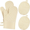 Oven Mitts and Pot Holders 4 Sets, Heat Resistant 500 ℉ Oven Mitt and Pot Holder by QEVOOON