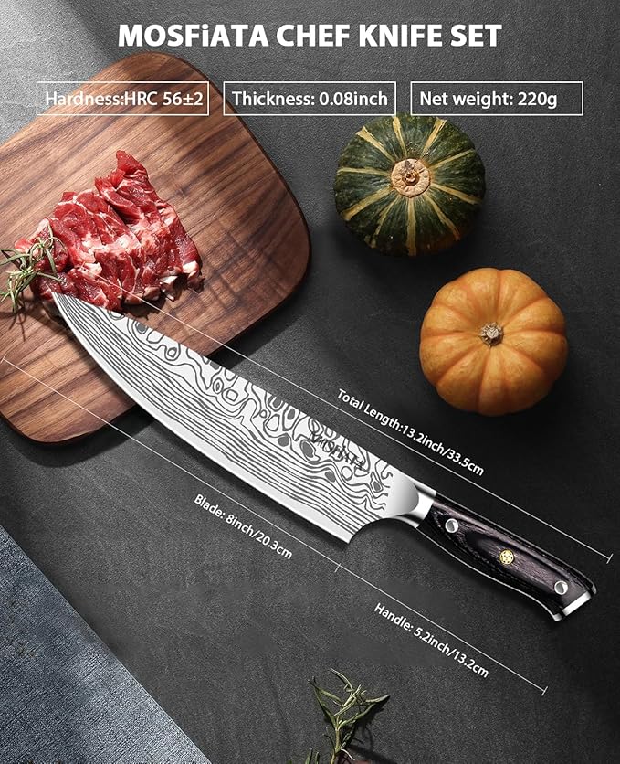 MOSFiATA 8" Super Sharp Professional Chef's Knife - Image 7