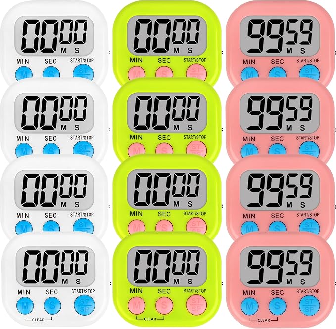 ZILLEEN 12 Pack Kitchen Timers for Cooking Digital Classroom Timers for Kids by ZILLEEN