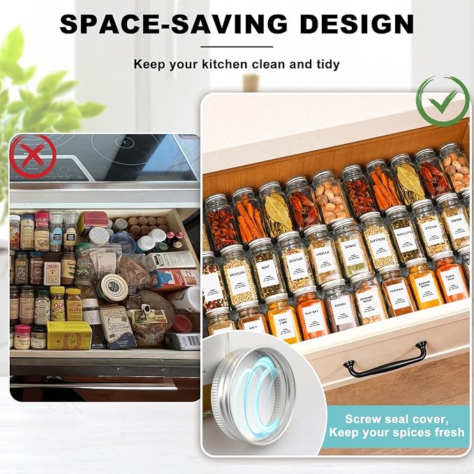 AISIPRIN 24 Pcs Glass Spice Jars - Image 6