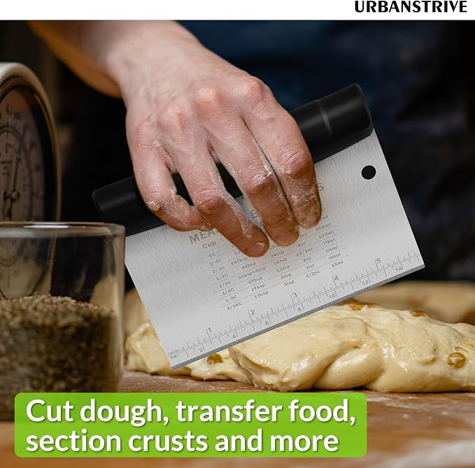 Urbanstrive Bench Scraper for Baking, Stainless Steel Dough Cutter and Scraper - Image 3