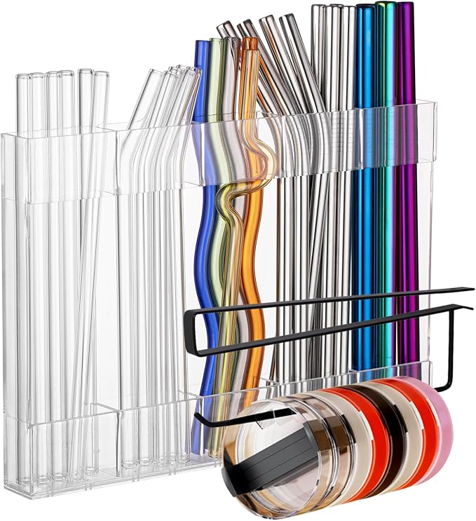 Kitchen Cabinet Straw Holder: Acrylic Organizer and Hanging Lid Rack by SPEDOL