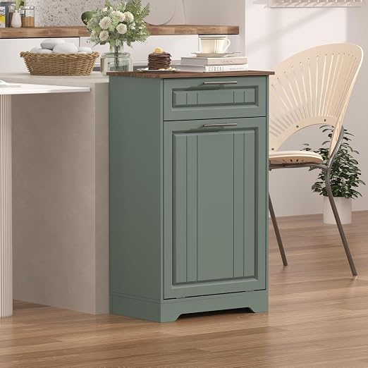 Single 10 Gallon Tilt Out Trash Can Cabinet - Image 7