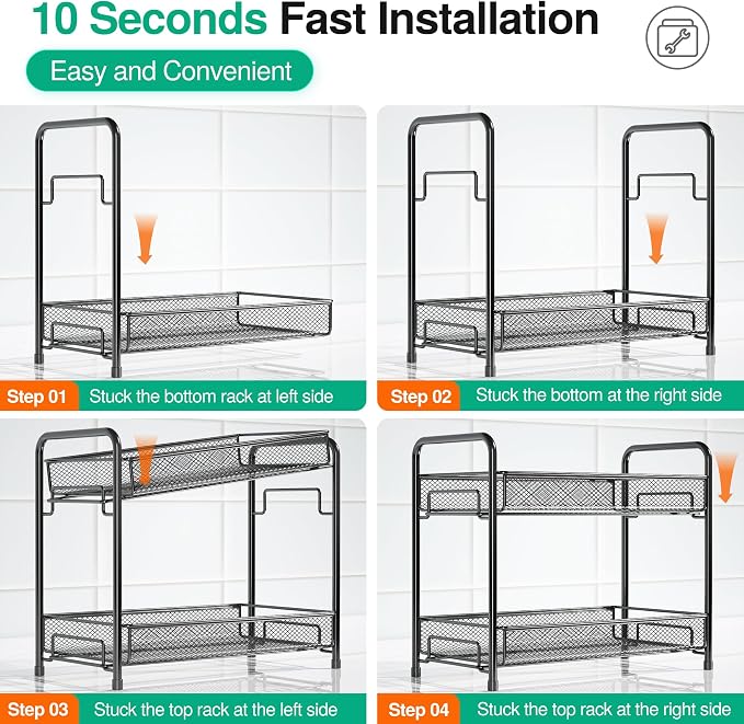 Spice Rack Organizer for Countertop 2 Pack, 2-Tier Counter Foldable Metal - Image 8