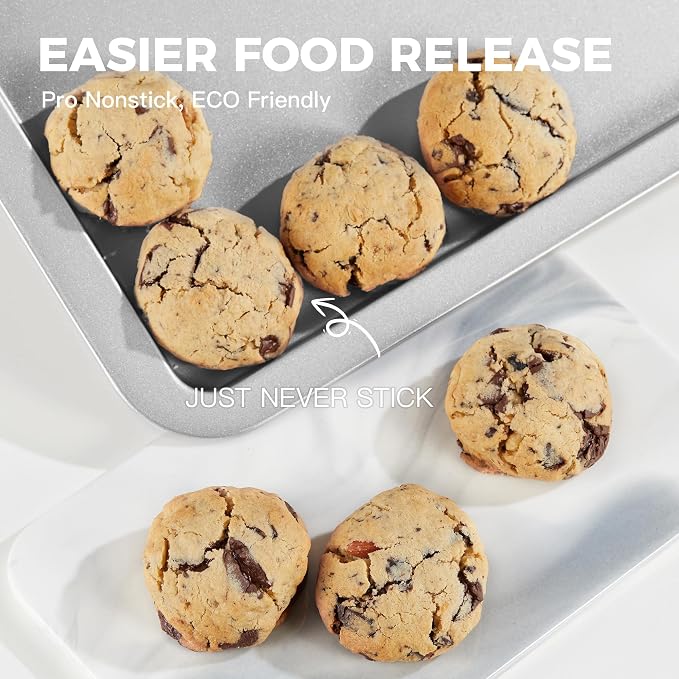 HONGBAKE Cookie Sheet, Baking Sheet Set, Nonstick Oven Pan - Image 5