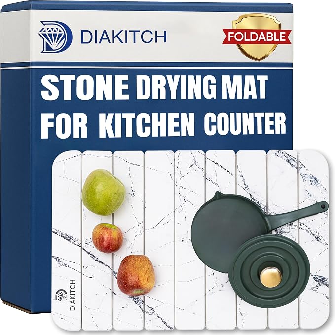 Stone Drying Mat for Kitchen Counter – Super Absorbent Stone Dish Drying Mat by DIAKITCH