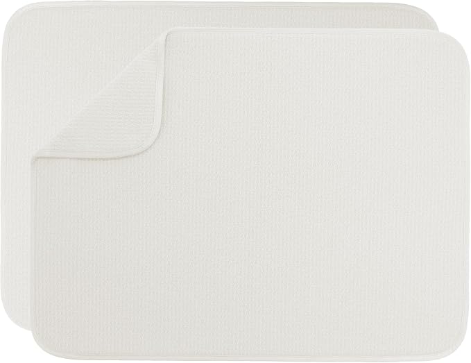 S&T INC. Dish Drying Mat XL 2 Pack, 18” x 24”, Absorbent Microfiber Kitchen by STINC