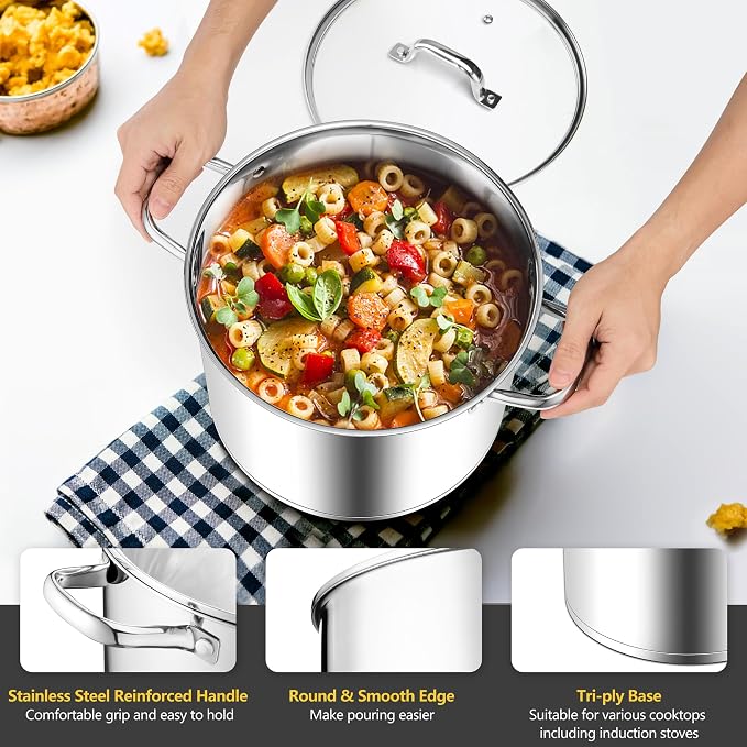 Homikit 16 Quart Stainless Steel Stock Pot, Large Sauce Soup Pot - Image 5