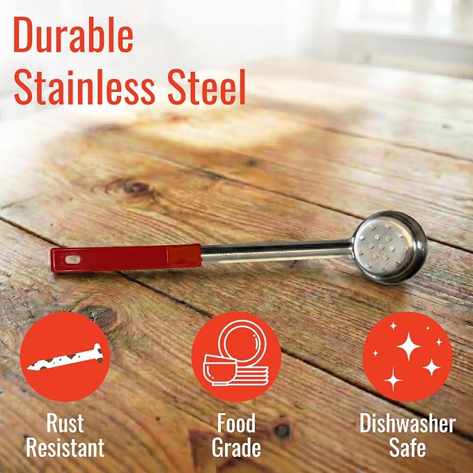 2 Ounce Slotted Stainless Steel Portion Control Ladle Spoon - Image 4