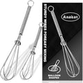 Anaeat Small Wire Whisk Set of 2, Portable Stainless Steel Kitchen Tiny Whisk & by Anaeat