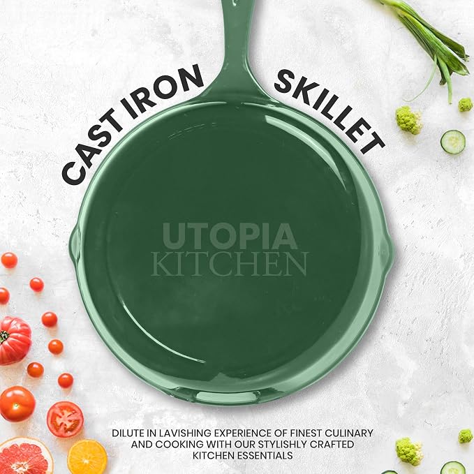 Utopia Kitchen Cast iron Skillets 3 Piece Set, Chefs Pan, Pre Seasoned Cast - Image 3