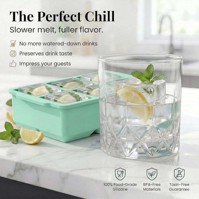 KitchFort Large Silicone Ice Cube Tray, Easy Release 2" Big Ice Cubes - Image 4
